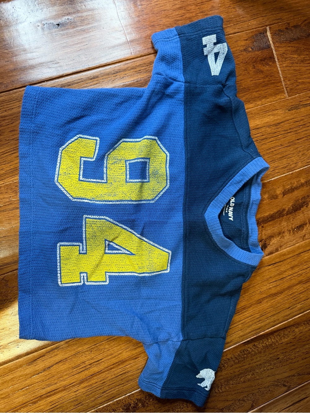 Old Navy Blue & Yellow Number Block Short-Sleeve Kids Tee